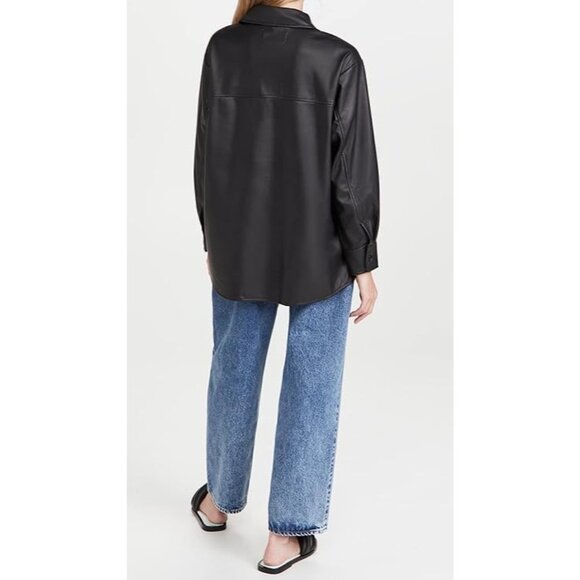 Steve Madden Faux Good Measure Shacket in Black XSmall Womens Vegan Shirt - Picture 13 of 15